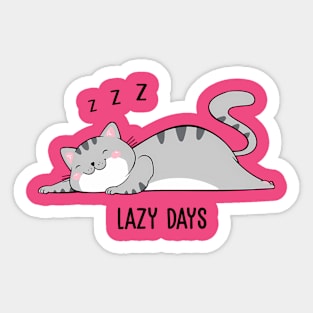 Cute gray cat lazy days Sticker